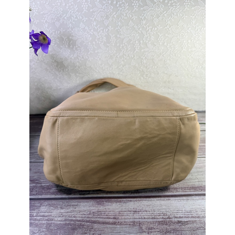 Coach Ergo Pleated Hobo Bag Tan Leather Shoulder Bag Pink Lining 13412 - Picture 8 of 15